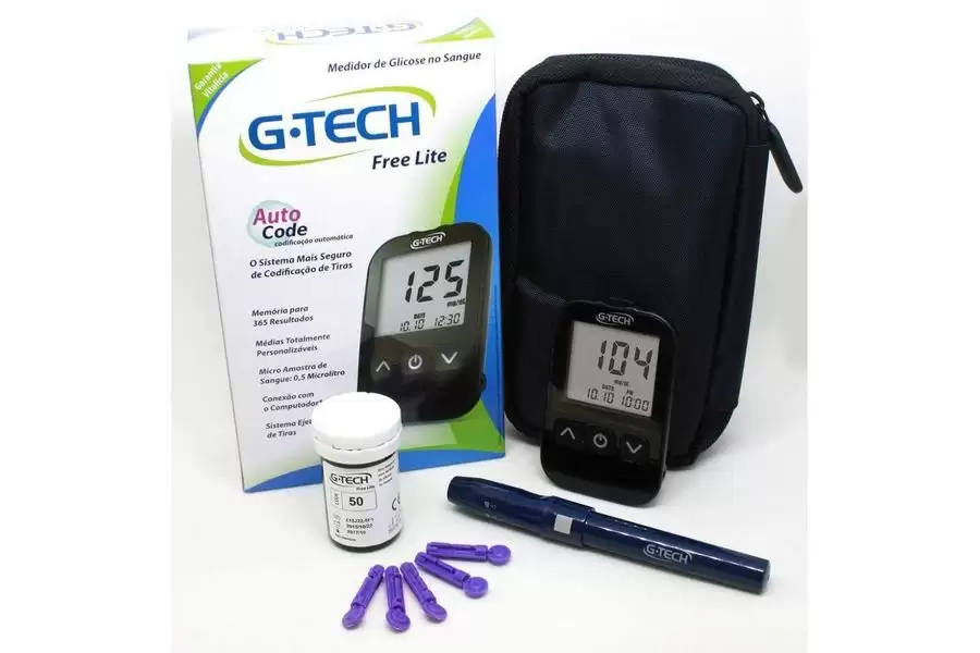 Medidor de Glicose G Tech Free Lite - Kit Completo MAIS 1 Caixa de Tiras com 50 unidades